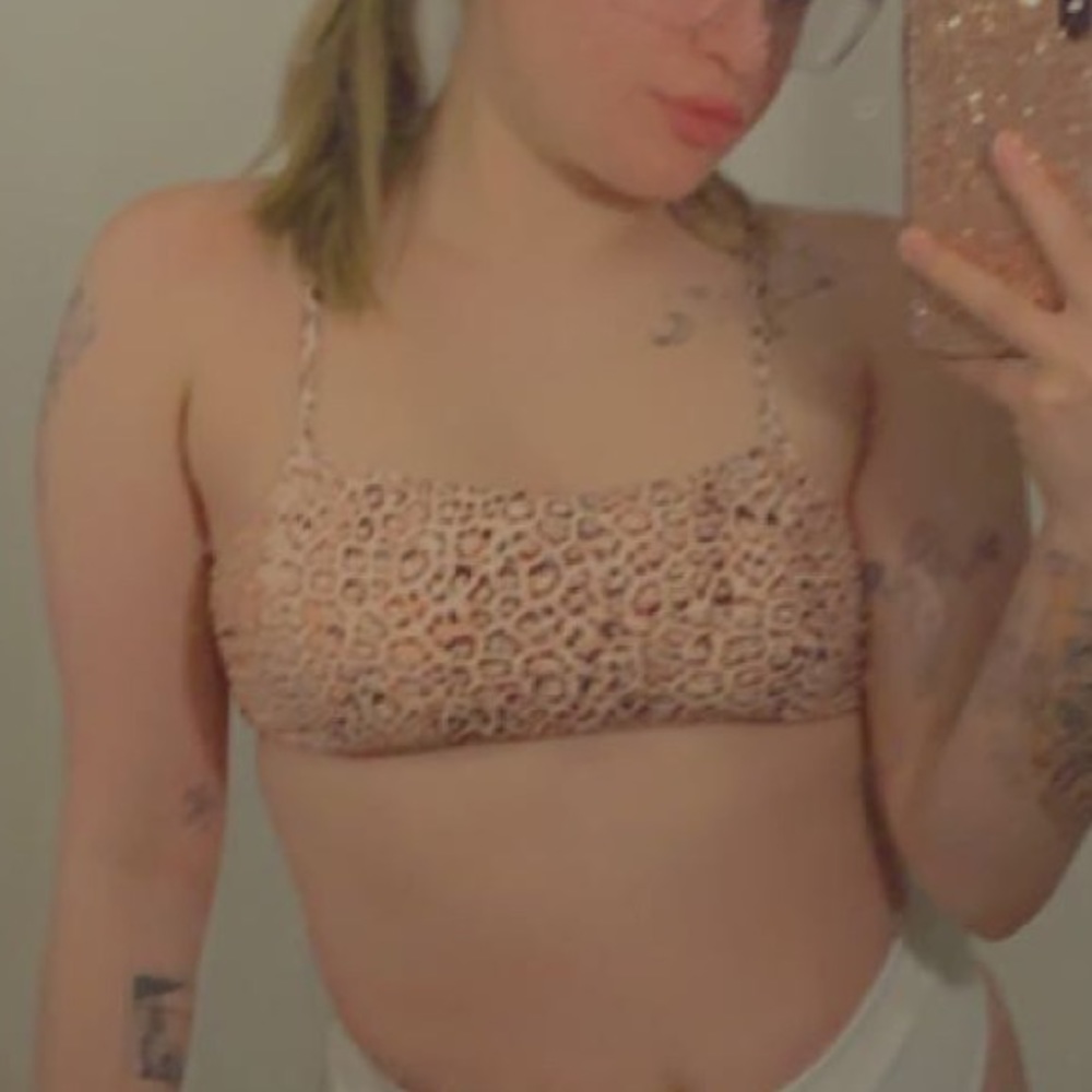 Light Pink cheetah print bikini top